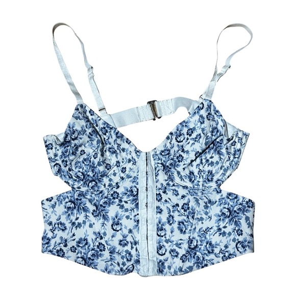 Garage Blue Floral Open-Back Corset – Small - Picture 2 of 5